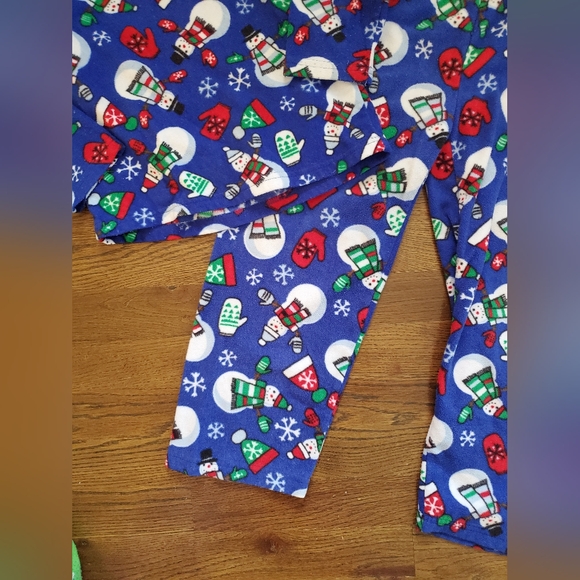 TCP (The Children's Place) Boys Small 5/6 blue snowman fleece pajamas - Picture 3 of 6